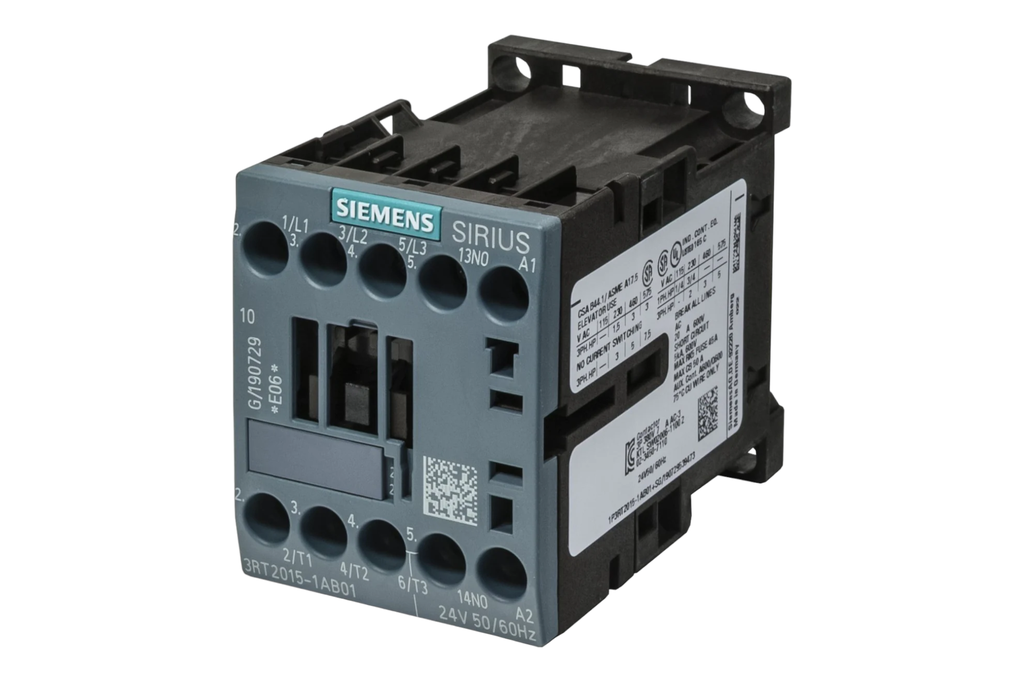 3RT2015-1AB01 Contactor, AC3 7 A, 3KW/400V 1NO,24VAC,50/60 Hz 3-POLE