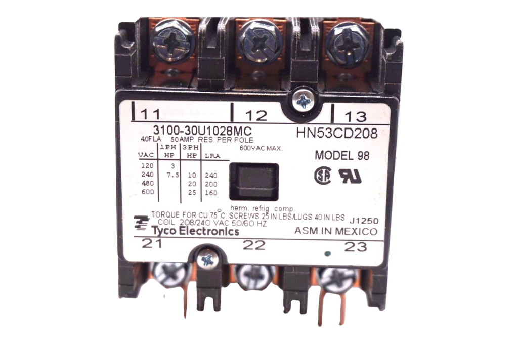 HN53CD208 CONTACTOR 3 POLE 40A 240V-CJB-3128